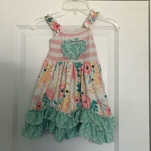 Floral Mint and Pink Striped Dress